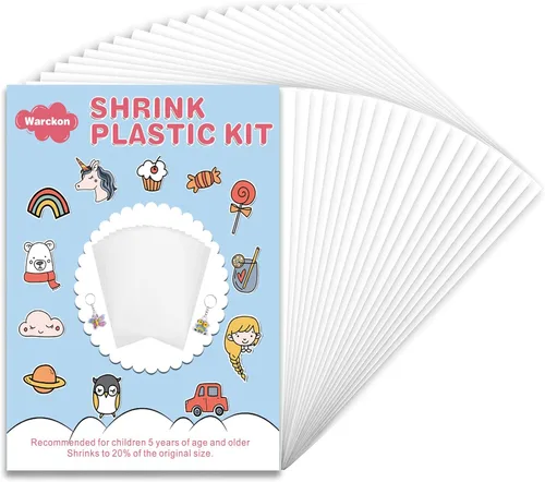 Warckon 55 hojas de plástico retráctiles, hojas de película retráctil de papel de arte retráctil, esmerilado Ruff n' Ready para niños, manualidades
