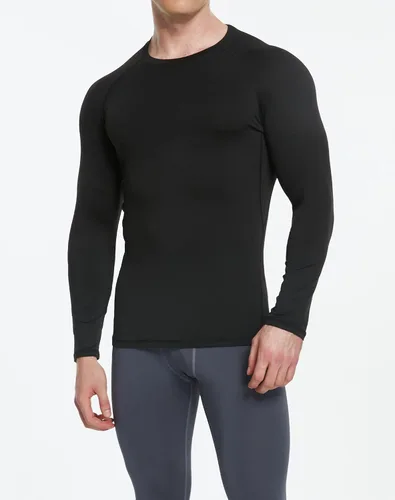 Miniatura 2 de Paquete de 5 o 4 camisetas de compresión para hombre, manga larga, atlética, capa base, camiseta interior para entrenamiento