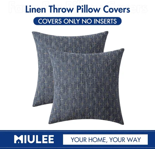 Miniatura 22 de MIULEE - Juego de 2 fundas de almohada decorativas de lino de arpillera navideñas, modernas, estilo campestre, rústicas, tejidas, con textura