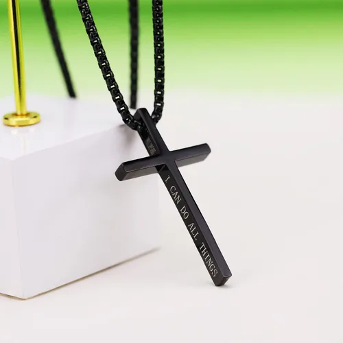 Miniatura 4 de Rnivida Collar de cruz para hombres, collares de cruz cristiana 413 de Filipenses para hombres y niños, Metal