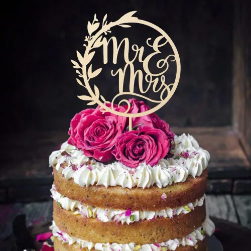 Miniatura 5 de Mr & Mrs - Decoración para tartas de compromiso y despedida de soltera, decoración de madera para novios