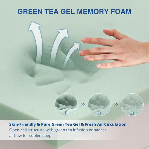 Miniatura 4 de Gelsea Colchón de firmeza media individual de 10 pulgadas, espuma viscoelástica de gel de té verde para una comodidad ideal y alineación