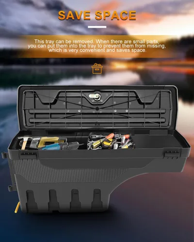Miniatura 4 de ROADFAR Caja de almacenamiento de repuesto para caja de camión para Toyota para Tacoma 2019-2020 Caja de herramientas con cerradura para caja
