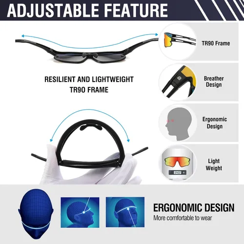 Miniatura 5 de DUCO Gafas de sol polarizadas deportivas para hombres y mujeres, gafas de sol para correr, pesca, ciclismo, béisbol, protección UV400, DC0023