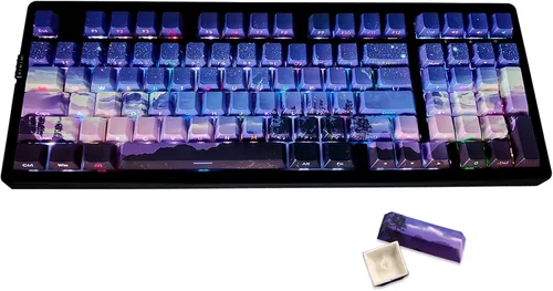 Miniatura 13 de JSJT Teclas PBT 136 Teclas Perfil Cherry Juego de Teclas Temáticas de Chang'e y Conejo Teclas de Estilo Antiguo Azul Zang Teclas Personalizadas