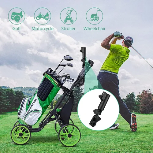 Miniatura 4 de INNOLIFE Soporte universal para paraguas de carrito de golf, accesorio de montaje ajustable de 3 ruedas para cochecito, silla de ruedas, bicicleta