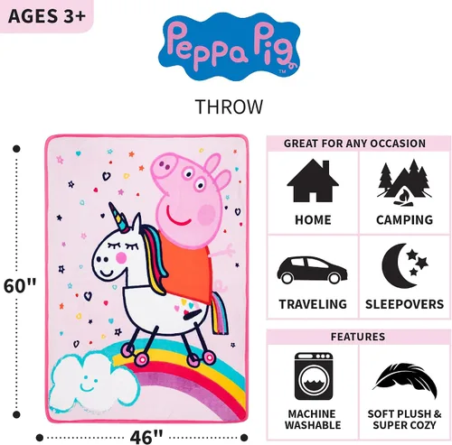 Miniatura 3 de Peppa Pig - Ropa de cama para niños, manta súper suave de micro raschel, 46 x 60 pulgadas, por Franco, las impresiones pueden variar