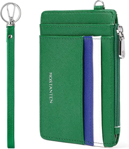 Miniatura 9 de BOSTANTEN Tarjetero para tarjetas de crédito para mujer, billetera de piel RFID, pequeña cartera delgada con llavero con ventana de identificación