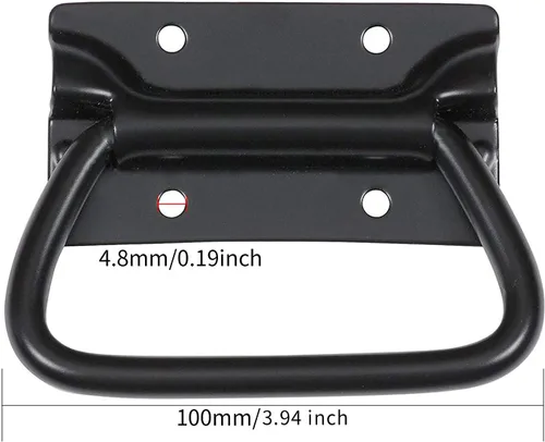 Miniatura 2 de Tiradores de acero inoxidable para caja de herramientas de elevación del pecho de la puerta de 4 pulgadas (paquete de 2, negro)