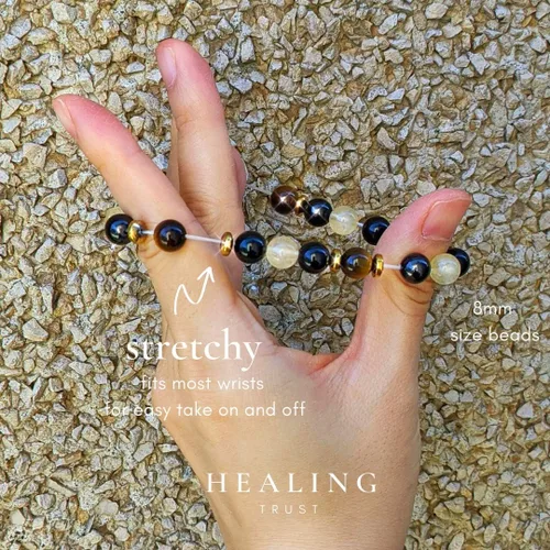 Miniatura 4 de Confianza curativa Pulsera de citrino, pulsera de ojo de tigre, pulsera de riqueza de obsidiana negra Feng Shui para mujeres y hombres, espaciadores