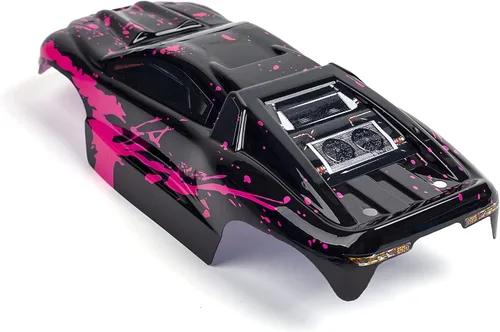 Miniatura 5 de Cuerpo personalizado, color rosa intenso sobre negro, compatible con e-Revo Mini escala 1/16 RC coche o camión (camión no incluido) ERMN-HP-01