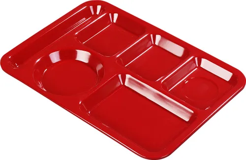 Miniatura 6 de Carlisle FoodService Products Bandeja de plástico para comida zurda, bandeja pesada para almuerzo con 6 compartimentos para escuelas, cafeterías
