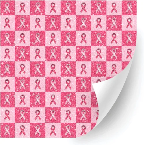 Miniatura 20 de HTV4U Vinilo de transferencia de calor con estampado de concienciación sobre el cáncer de mama con purpurina (cinta rosa bebé, 12 x 12 pulgadas)