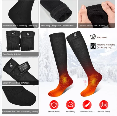 Miniatura 4 de Calcetines térmicos para mujeres y hombres, calentadores de pies eléctricos recargables, calcetines de calefacción con batería recargable, pies