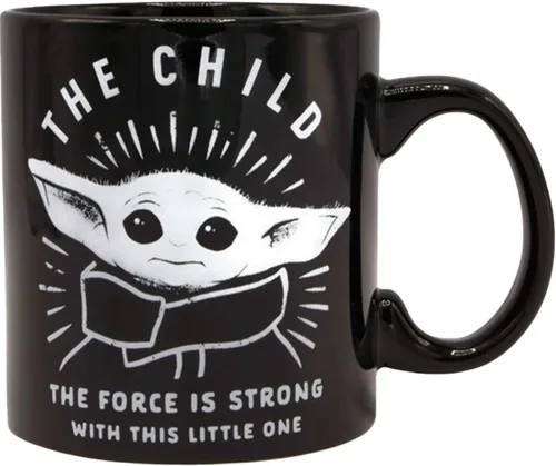 Miniatura 22 de Silver Buffalo Star Wars The Mandalorian The Child Stands, taza de café de cerámica, 20 onzas The Child Stands-Negro