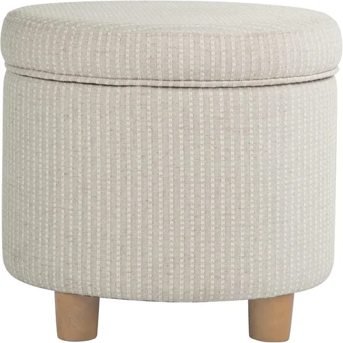 Miniatura 10 de Homepop Decoración del hogar Otomana redonda tapizada de almacenamiento Otomana con almacenamiento para sala de estar y dormitorio con patas Azul