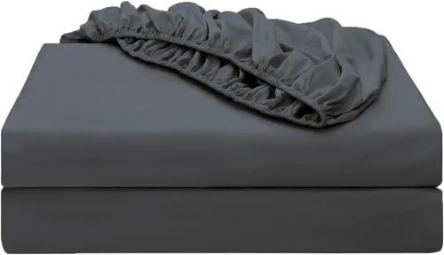 Miniatura 9 de Paquete de 2 sábanas bajeras de algodón puro tamaño individual XL para cama ajustable tamaño King dividido, 600 hilos, bolsillo profundo de 16 Gris