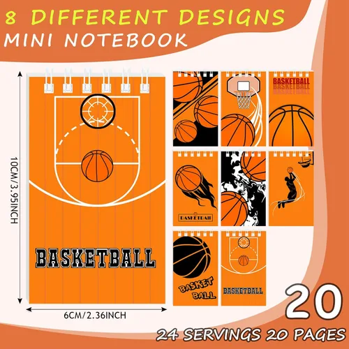 Miniatura 3 de Mini bloc de notas de baloncesto, 24 cuadernos de bolsillo de estilo multicolor, mini cuaderno en espiral para suministros de fiesta de cumpleaños