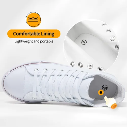 Miniatura 5 de ZGR Zapatillas de lona con cordones para mujer, con parte superior alta, zapatillas casuales para tenis y caminar
