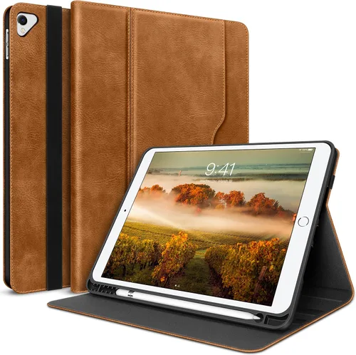 Miniatura 9 de H HOLIMET Funda para iPad de 9ª generación (2021) iPad de 8ª/7ª generación 2020/2019 con soporte para lápices, soporte multiángulo, piel sintética