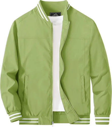 Miniatura 7 de MAGCOMSEN Chaqueta bomber para hombre, ligera, cortavientos, con cremallera, resistente al viento, casual, primavera, otoño, abrigo para golf