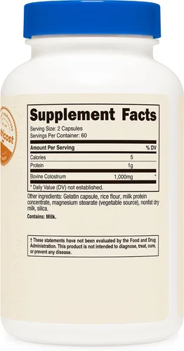Miniatura 5 de Nutricost Calostro 1000 mg, 120 tapas, 60 porciones (3 botellas)