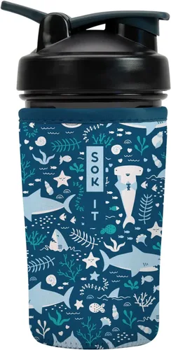 Miniatura 64 de Sok It BotlSok Botella Mezcladora de Proteínas con Funda Aislante de Neopreno (Floral Abstracto, Se Ajusta a Mezcladoras de 24oz)