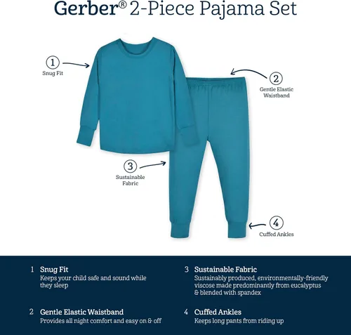 Miniatura 6 de Gerber Unisex Baby Toddler Buttery Soft 2-Piece Snug Fit Pajamas with Viscose Made from Eucalyptus
