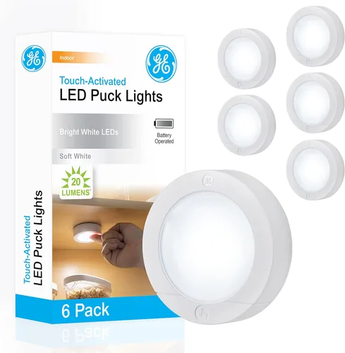 Miniatura 8 de GE Luces LED de disco activadas por tacto, 20 lúmenes, blanco, 25434