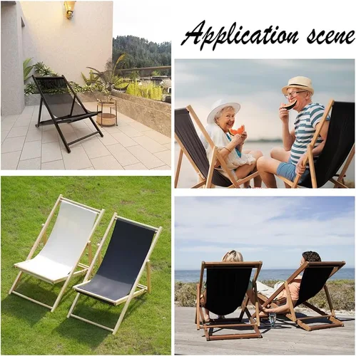 Miniatura 5 de PH PandaHall Tela de repuesto para silla, 44 x 17 pulgadas, silla de playa, silla plegable de tela de lona Oxford negra, accesorios para tumbonas