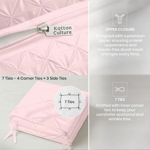 Miniatura 41 de Kotton Culture 1 Pc Twin/Twin XL Size Pinch Pleated - Pintuck Duvet Cover Only - 100% Egyptian Cotton Sateen -1000 TC Luxury Comforter Cover-Zipper
