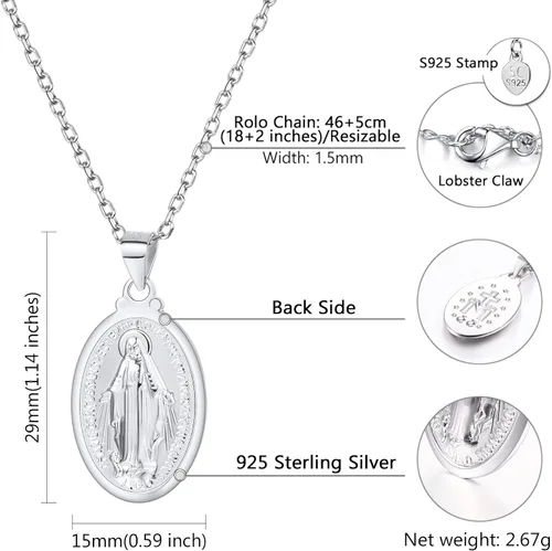 Miniatura 160 de U7 Saint Benedict/Michael Medal Necklace, 316L Stainless Steel Virgin Mary Necklace for Men Women, Bible Verse Protection Necklace Catholic