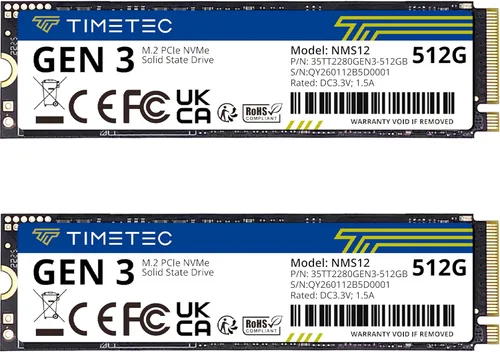 Miniatura 12 de Timetec 256 GBx2 (paquete de 2) SSD NVMe PCIe Gen3x4 8Gb/s M.2 2280 3D NAND TLC 150TBW caché SLC de alto rendimiento Velocidad de lectura/escritura