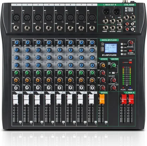 Mezclador de Audio XTUGA, Consola de Mezcla de 8 Canales, Interfaz de Audio, Consola de Mezcla para DJ, Podcast, Estudio, Karaoke, Equipo de