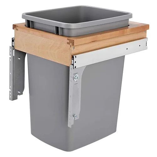 Miniatura 10 de Rev-A-Shelf Botes de basura de cocina de 35 cuartos de galón de montaje superior para colocar debajo del gabinete, toboganes de extensión completa