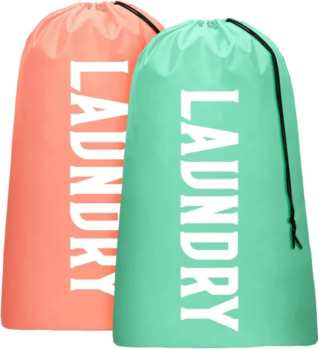 Miniatura 10 de Paquete de 2 bolsas de lavandería de viaje XL, organizador de ropa sucia lavable a máquina, lo suficientemente grande como para contener 4 cargas