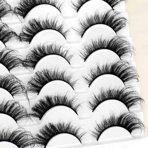 Miniatura 204 de Pooplunch - Pestañas postizas finas de visón sintético, estilo ojo de gato, naturales, cruzadas, tipo racimo, efecto 8D de volumen, tiras