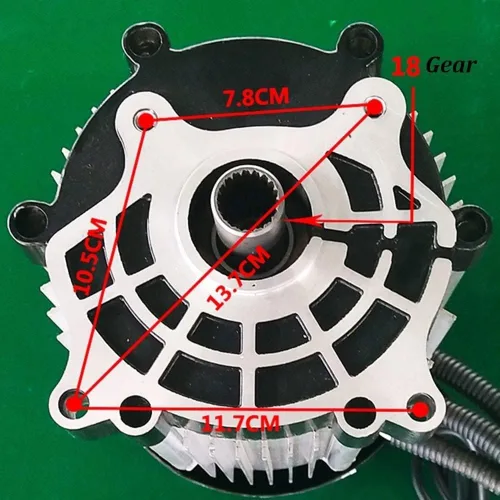 Miniatura 6 de Motor sin escobillas de alta velocidad de 60V 72V 1500W, motor modificado DIY del vehículo eléctrico de 3 ruedas 18 engranajes 3300RPM