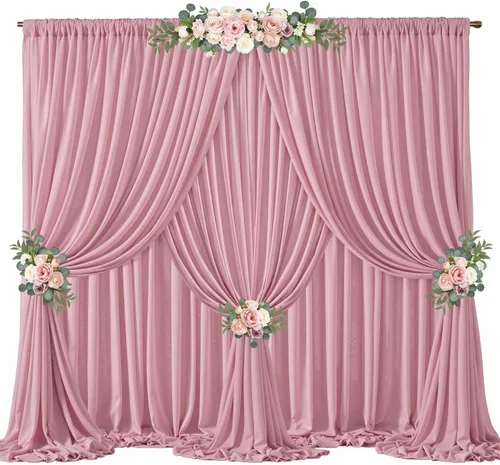 Miniatura 14 de Cortinas de fondo azul bebé de 10 pies x 10 pies, tela de gasa chiffon transparente sin arrugas, tela de fondo fotográfico drapeada para arco