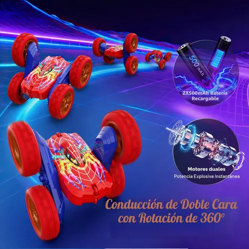 Miniatura 4 de Coche de juguete de control remoto con giro de 360° para niños de 3 a 12 años, autos RC 4WD de doble cara con ojos y piernas de héroe brillantes