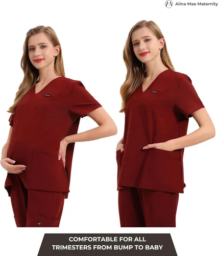 Miniatura 3 de Exfoliante de maternidad para mujeres embarazadas, uniforme de médico, pantalón de enfermera, con 6 bolsillos