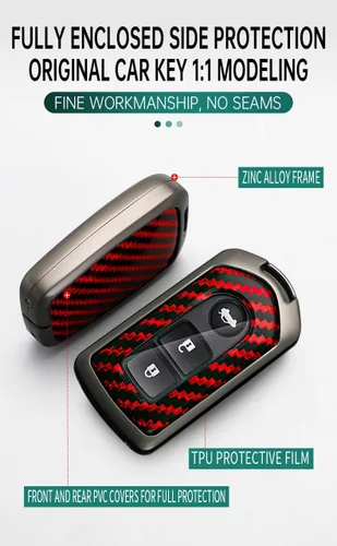 Miniatura 5 de ontto Soporte para llave de automóvil compatible con Toyota Camry Corolla Vios Reiz Highlander Crown Prado Yaris Key Fob Smart Remote Car Key Cover
