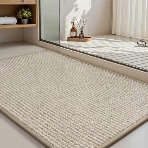 MontVoo Tapete de baño de felpilla absorbente, de secado rápido, con parte trasera de goma, antideslizante, lavable, ultra delgado, para debajo de