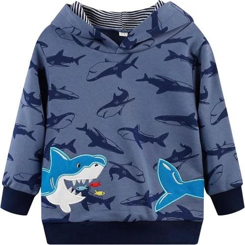 Miniatura 2 de Akyzic Sudadera con capucha para bebés y niños, diseño de dinosaurios, con bolsillo, sudadera cálida para niños