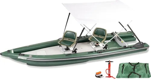 Miniatura 9 de Sea Eagle FSK16 FishSkiff - Barco de pesca inflable de 16 pies, alta presión, con costuras en gotas, para 1-3 personas, sin marco, con quilla