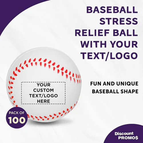 Miniatura 3 de DISCOUNT PROMOS Juego de 100 bolas de béisbol personalizadas para apretar, paquete a granel personalizado, perfecto para regalos promocionales