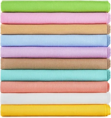 Tatuo Paquete de 10 piezas de tela de algodón sólido de 20 x 20 pulgadas, cuadrados de tela de color caramelo, color pastel, precortadas para