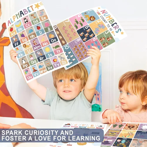 Miniatura 3 de KINGPRINT - 16 pósteres educativos laminados para niños pequeños (11 x 17 pulgadas), pósteres bohemios para aula, imprescindibles para la escuela