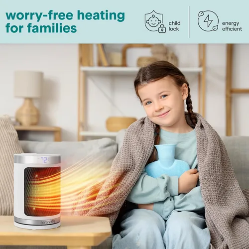 Miniatura 2 de SereneLife Calentador de espacio portátil – Calentador eléctrico de cerámica PTC de 1500 W con termostato, control remoto, temporizador de 12 horas