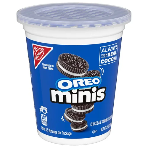Miniatura 15 de OREO Minis - Galletas sándwich de chocolate, 12 tazas de aperitivos de 3.5 onzas